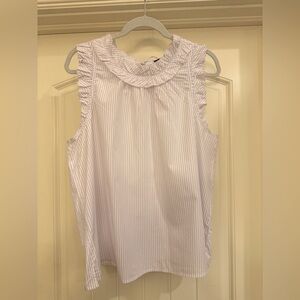 J.Crew purple and white striped sleeveless blouse. Size XL.
